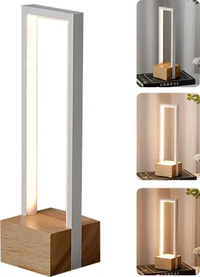 Produktbild von LED Tischlampe Holz, Touch-Dimmfunktion & Speicherfunktion, 3 Lichtfarben, 350 Lumen, moderne Schreibtischlampe, für Wohnzimmer & Büro