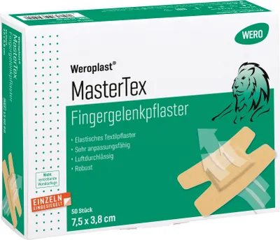 Produktbild von Weroplast MasterTex Fingergelenkpflaster 7,5 x 3,8 cm, 50 Stk/Pkg