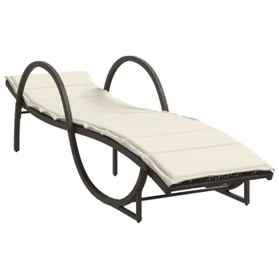 Produktbild von Sonnenliege mit Auflage Braun 60x199x42 cm Poly Rattan