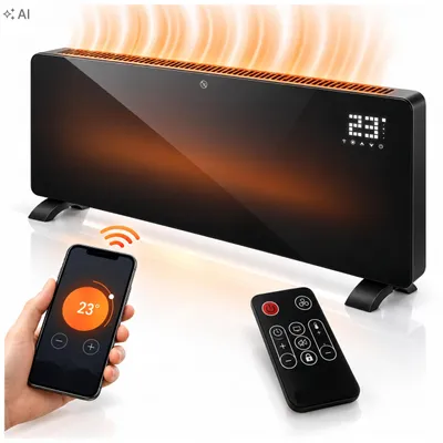 Zdjęcie produktu dla Grzejnik Elektryczny Konwektorowy Ścienny Szklany 2500W WiFi z Termostatem