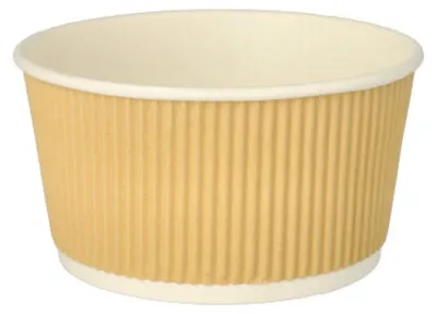 Produktbild von Suppenbecher, Pappe rund 720 ml Ø 13,5 cm · 7,3 cm braun/weiss Ripple Wall