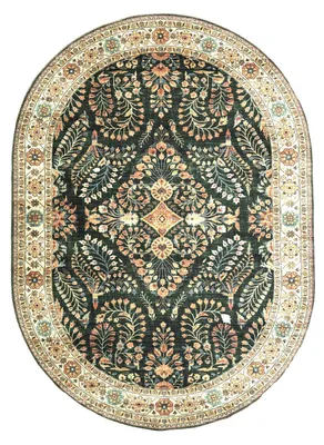Image de Volero - Tapis d'Extérieur Ovale Vintage - Santo Flora Vert Foncé - 200x290cm