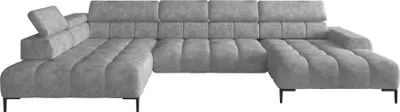 Produktbild von Plaza Ecksofa in U-Form, Linke Seite, Funktional Komfortable Schlaffunktion Verstellbare Kopfstützen Verstellbarer Sitz Wellenfedersystem Hochelastischer Schaum 385x216 cm, Hellgrau