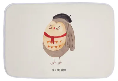 Produktbild von Mr. & Mrs. Panda Badezimmerteppich Eule Frankreich - Weiß - Geschenk, Eulen, Stolz, glücklich, bad läufer, La Vie Est Belle, Badvorleger, Badematte, Badteppich
