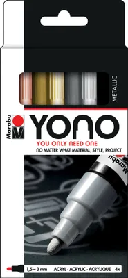 Immagine prodotto di Marabu1240000004001 Marcatore acrilico Marabu "YONO", 1,5 - 3,0 mm, set di 4 METALLO
