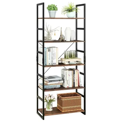 Produktbild von Leiterregal, Eisenrahmen, MDF-Regale, 5 Etagen, 60 x 30 x 165 cm, Vintage-Industriestil