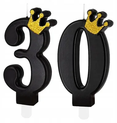 Produktbild von PartyPal Geburtstagskerzen 30. Geburtstag Schwarz Gold