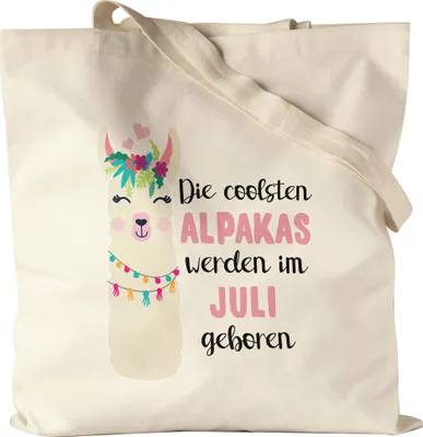 Produktbild von Die Coolsten Alpakas Werden im Juli Geboren Jutebeutel Stoffbeutel Canvas Wunschmonat Geschenkidee Geburtstag