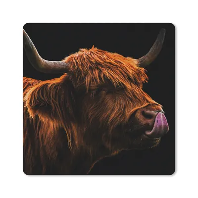 Produktbild von MuchoWow® Mauspad Mousepad Schottischer Highlander - Zunge - Nase 30x30 cm - Mousepads - Maus Mat - Pad - Mausunterlage - Gaming