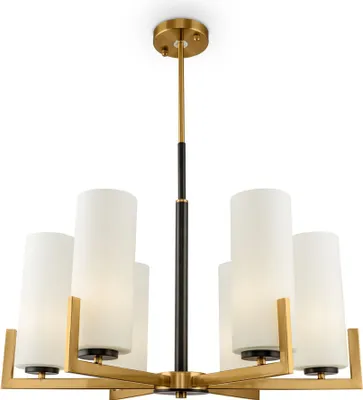 Produktbild von Maytoni Moderne Kronleuchter Fortano 6xE27 excl. in Schwarz und Messing aus Metall Glas 40 W für Küche, Schlafzimmer, Wohnzimmer, Esszimmer, Lobby