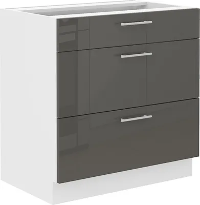 Produktbild von Unterschrank 80 Lara Grau Hochglanz Küchenzeile Küchenblock Küche Soft-Close