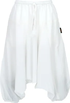 Produktbild von Aladinhose, Pluderhose, Shorts 7/8 Länge - Weiß, Damen, Baumwolle, Größe: S/M