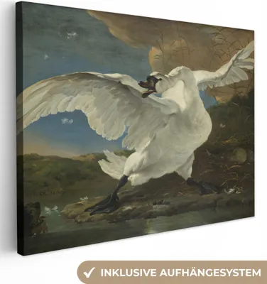 Obrázek produktu pro OneMillionCanvasses® - Obraz na plátně - Ohrožená labuť - Malba od Jan Asselijn, nástěnná malba, nástěnné dekorace obrazy obývací pokoj, 120x90cm
