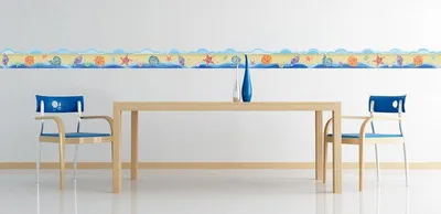 Produktbild von Dekorative Wandaufkleber mit Strand-, Meeres- und Muschelmotiven im Friesmuster