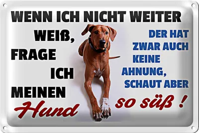 Produktbild von Blechschild Spruch 18x12cm wenn ich nicht weiter weiß Hund