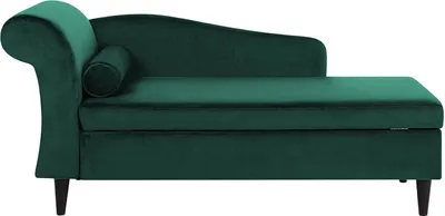 Produktbild von BELIANI Chaiselongue Linksseitig Smaragdgrün Samt mit Armlehne Stauraum und Nackenrolle Dunkle Holzfüße Hohe Lehne Retro-Design Wohnzimmer Liegesofa