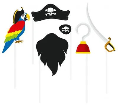 Produktbild von 6 Stück Piraten-Design Foto Requisiten Set aus Papier für thematische Fotoshootings