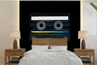 Produktbild von MuchoWow® Fototapete für Wohnzimmer oder Schlafzimmer Wandtapete Vinyl Motivtapete Kassettenkassetten - Retro - Reflexion - 240x240 cm - Schlafzimmer-Tapete