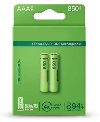 Productafbeelding van Oplaadbare AAA-batterijen met een capaciteit van 850 mAh, voorbeladen, 2 stuks