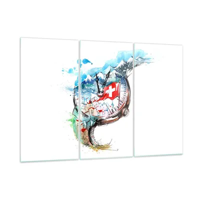 Produktbild von Bilder auf glas - Uhr Schweizer Alpen Wolke - 165x110cm - Glasbilder - Wandbilder - Kunstdruck - zum Aufhängen bereit - Wanddekoration aus Glas - Glas Bilder - Wandbild auf Glas - GCE165x110-3038