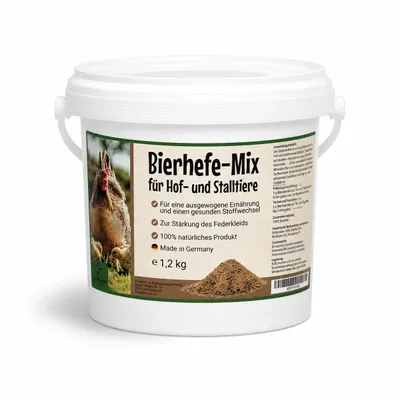 Produktbild von Canifee - Bierhefe-Mix für Hof- und Stalltiere, 1,2 kg Futterergänzung mit Linolensäure, B-Vitaminen, Aminosäuren, Mineralstoffen und Spurenelementen, KI-generiertes Bild