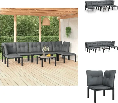 Imagen del producto de vidaXL Juego de jardín de 8 piezas, color y gris, fabricado en ratán sintético. Conjunto de muebles de jardín