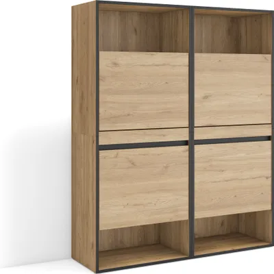 Produktbild von Schuhregal, Schuhschrank, 120x35x145 cm, Für Schlafzimmer, Zimmer, Schuh-Organizer, Eiche