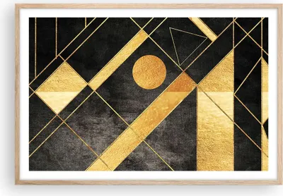 Produktbild von Gerahmtes Poster - Rahmen in heller Eiche - Golden Schwarz Figuren - 91,5x61 cm - Wand Bild - Wanddeko - Wandbilder - Kunstposter - Wandposter - Bilderrahmen - Bilder - Kunstdruck - P2NAA91x61-5089