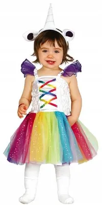 Produktbild von Fiestas Guirca Regenbogen Einhorn Kleid für Mädchen Gr. 86-92