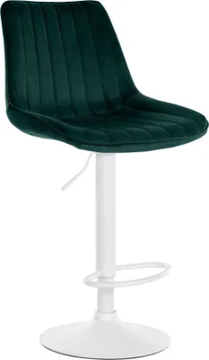 Immagine prodotto di Sedia da bar moderna SAMT - velluto, comfort ergonomico, girevole a 360° | Colore: verde | Colore base: bianco