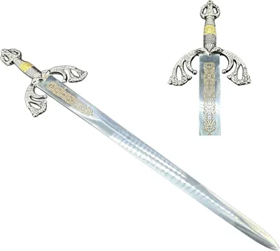 Image de Epée coupe-papier 27 cm avec support - Mini épée en métal - Réplique historique - Cadeau & Décoration (07)