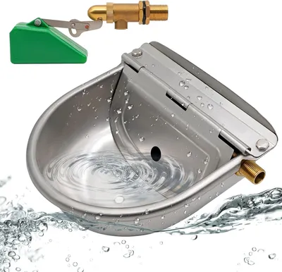 Productafbeelding van Automatische Drinkbak - Vee Drinkbak - Vee van Water voorzien - Messing Vlotterventiel - 25 cm - Zilver