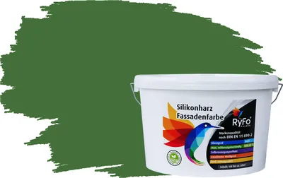Produktbild von RyFo Colors Silikonharz Fassadenfarbe Lotuseffekt Trend Powergrün 10l  - bunte Fassadenfarbe, weitere Grün Farbtöne und Größen erhältlich, Deckkraft Klasse 1