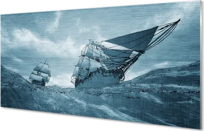 Produktbild von Glasbilder 120x60 Wandkunst Der Sturm Himmel Schiff Meer