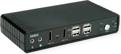 Productafbeelding van ROLINE KVM-audio-switch, duale HDMI-aansluiting, 4K60 resolutie, voor 1 gebruiker - 2 computers