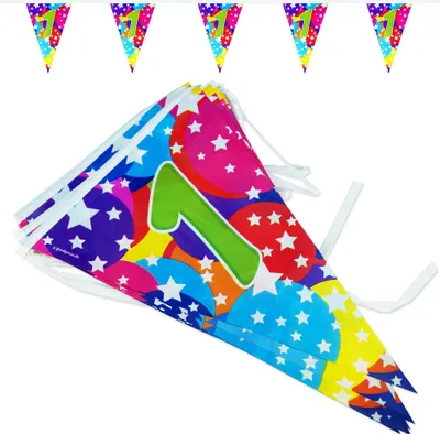 Produktbild von Goodymax® 1. Geburtstag Wimpelkette "Bubbles" 6,8 m lang