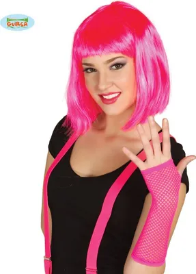 Produktbild von Pinke Neon Disco Mesh Handschuhe 80er