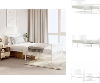 Produktbild von vidaXL Bettgestell mit Kopf- und Fußteil Metall Weiß 107x203 cm -  Betten & Bettgestelle
