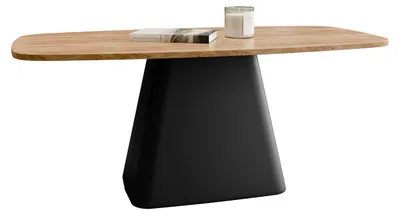 Produktbild von MIRJAN24 Couchtisch Noa, Wohnzimmer Kaffeetisch, Basis aus Stahl (Farbe: Schwarz / Eiche Craft Gold)