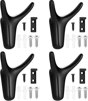 Immagine prodotto di Set da 4 ganci da parete, ganci in metallo per camera da letto, bagno, guardaroba, soggiorno, cucina (neri)