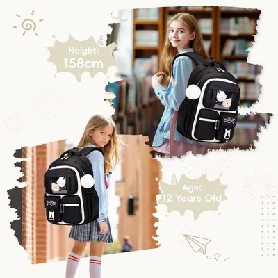 Productafbeelding van Ibenzoa® meisjes rugzak voor school – ergonomisch en ademend, 33 x 17 x 44 cm, 420 g, gevoerd vak voor A4-formaat, 3 ritsvakken, nylon, verkrijgbaar in verschillende kleuren