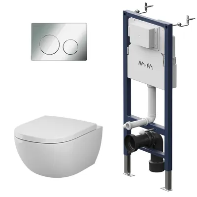 Produktbild von WC-Komplettset Above mit Vorwandelement und Betätigungsplatte in Chrom - IIS90151.AB1900