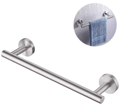 Imagen del producto de Soporte para toallas de baño, barra para toallas de pared, acero inoxidable SUS304, superficie cepillada, 30 cm.