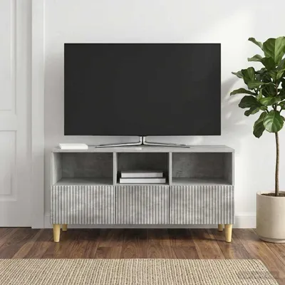 Image de Meuble TV vidaXL 102 x 34,5 x 50 cm, gris béton, aggloméré