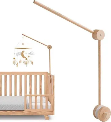 Produktbild von Mobile für Baby – Ständer für Baby-Mobile – Beruhigendes Spielzeug für Babys – 360 Grad schwenkbar – 409 cm – Holzfarbe