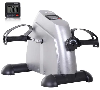 Immagine prodotto di HOMCOM Mini Cyclette Portatile per Gambe e Braccia, Pedaliera per Riabilitazione con Display LCD, Argento