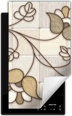Produktbild von DarHaus Herdabdeckplatte 1 teilig 30x52 cm Anti Rutsch Matte Aufrollbar, blume - Mosaik