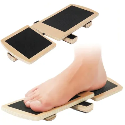 Produktbild von Holz-Balanceboard, 360° Wackelbrett, rutschfest, für Erwachsene, geeignet für Wackelbrett-Therapie und Training der Körperbalance