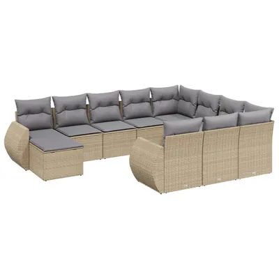 Zdjęcie produktu dla vidaXL 11-częściowa sofa ogrodowa z poduszkami Beżowy polirattan