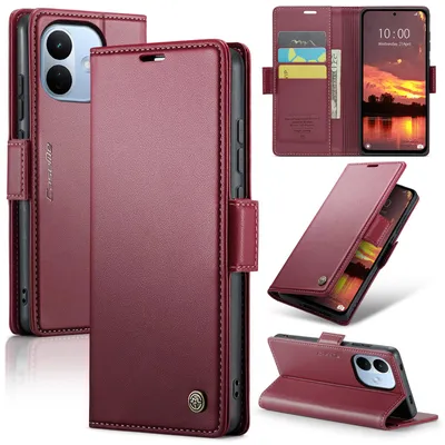Produktbild von Lederhülle für Xiaomi Redmi Note 17 Pro Brieftasche Kartenfach Schutzhülle mit Standfunktion Rot